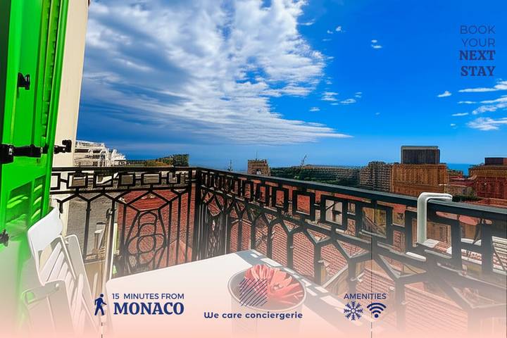 Appartement de vacances pour 2 personnes, avec Balcon ainsi que Terrasse et Vue à Beausoleil