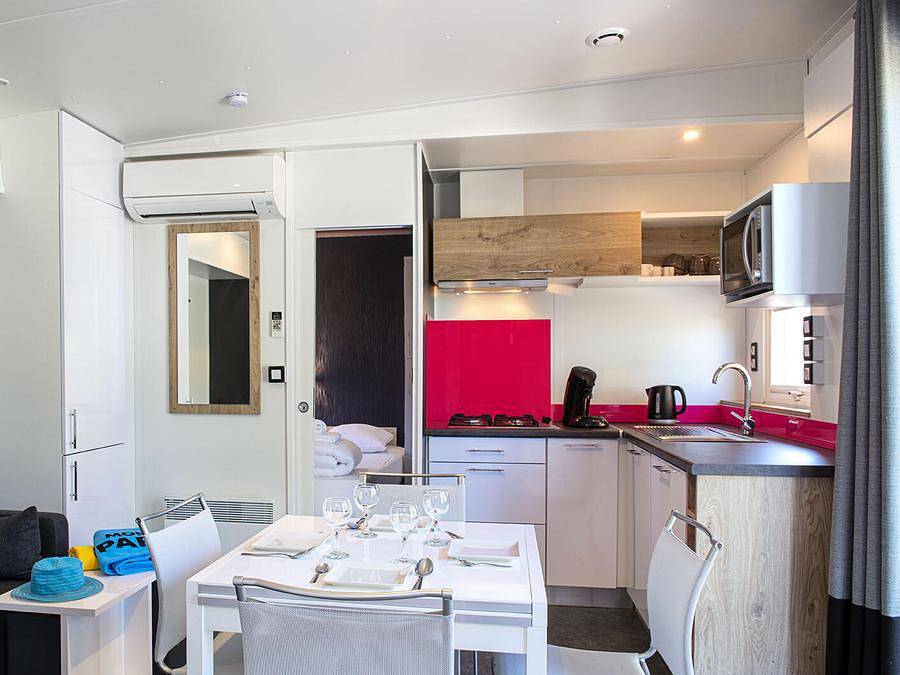 Camping Domaine Les Mûriers - Mobilheim 4 personen - Cottage Vip 3 Zimmer 4 Personen Klimatisiert + Tv in Plages des Cabanes de Fleury, Vendres