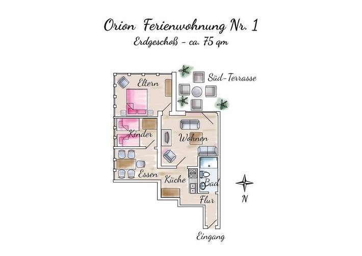 Ferienwohnung für 4 Personen, mit Balkon und Sauna, mit Haustier auf Spiekeroog - 2