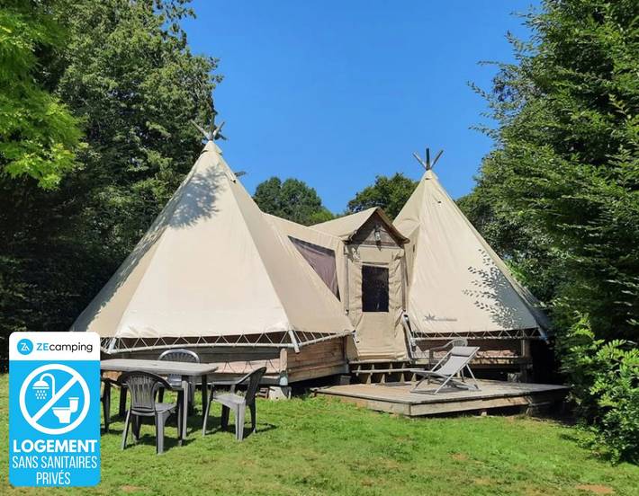 Tente pour 6 personnes, avec terrasse ainsi que bassin pour enfant et piscine en Nouvelle-Aquitaine