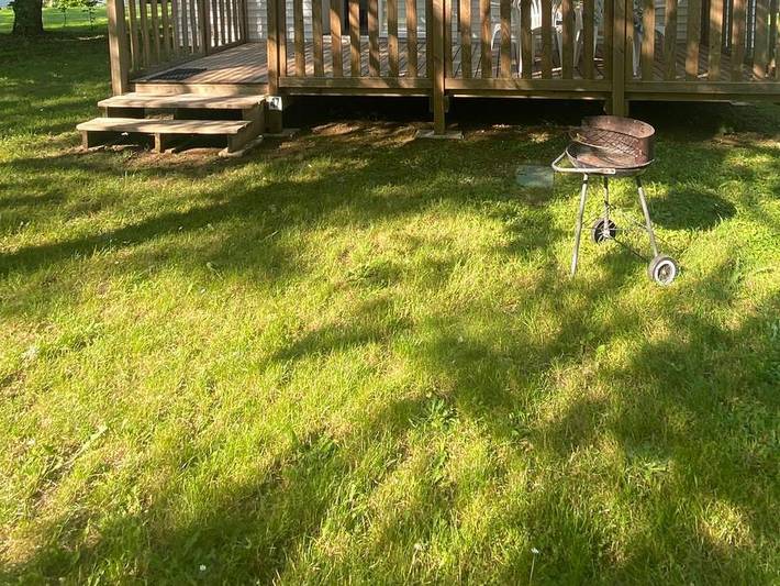 Camping le Trel - Mobilheim 6 personen - 3 Schlafzimmer - halbüberdachte Terrasse in Saint-Pompont, Périgord Noir