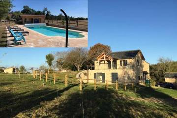 Gîte pour 6 personnes, avec vue et vue sur le lac ainsi que piscine et jardin dans Le Bas Ségala
