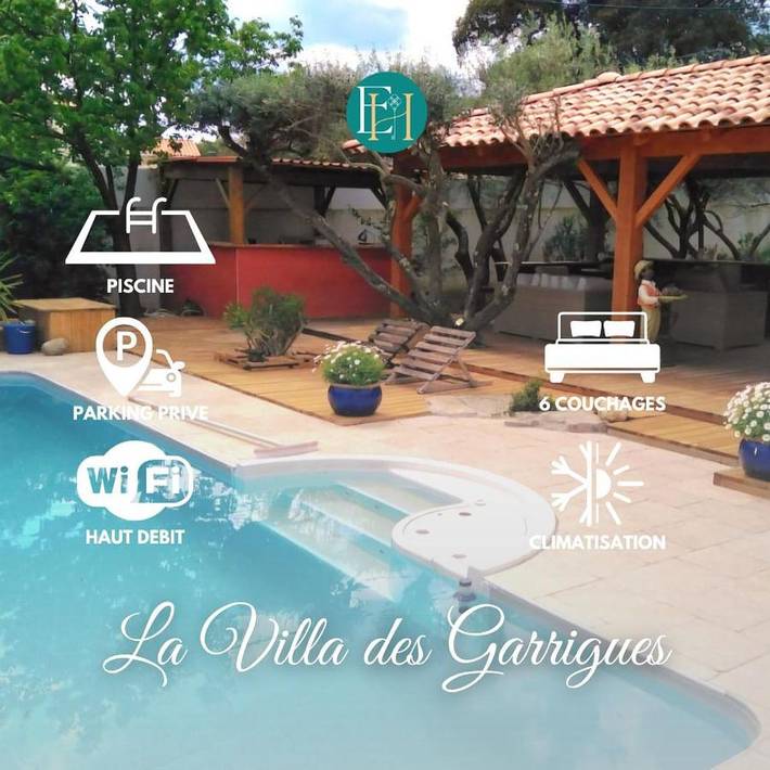 Location de vacances pour 6 personnes, avec Terrasse ainsi que Jardin et Piscine à Saint-Bauzille-de-Montmel
