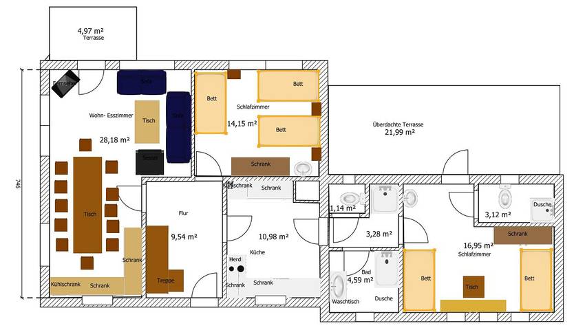 Ferienhaus für 16 Personen, mit Terrasse und Garten in Kappeln & Umgebung