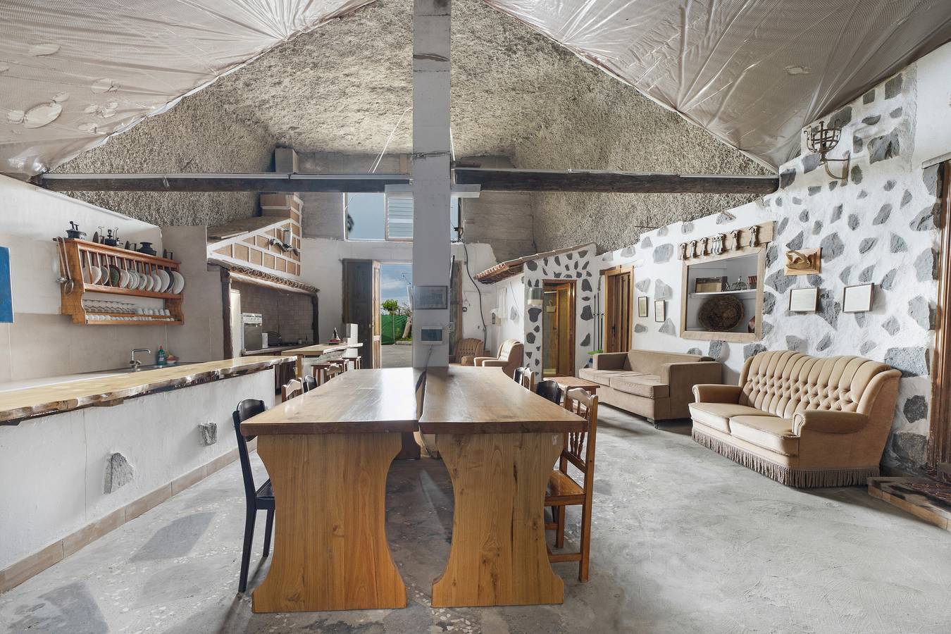 Férias na 'Casa Cueva Anajos' com vista para o mar, terraço partilhado e jardim privado in El Río, Arico