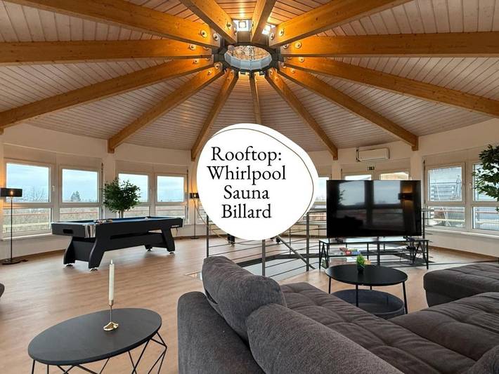 Apartament wakacyjny dla 18 osób, z basen i sauna oraz widok i taras w Karlsruhe