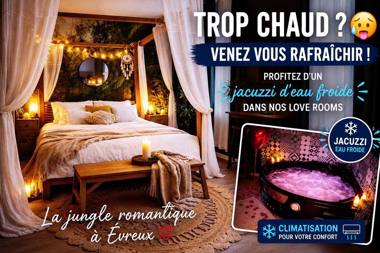 Appartement entier, L'Evasion romantique en Amazonie, Spa, 5 min centre ville, Écran cinéma, day use, Lit baldaquin in Évreux, Région d'Évreux