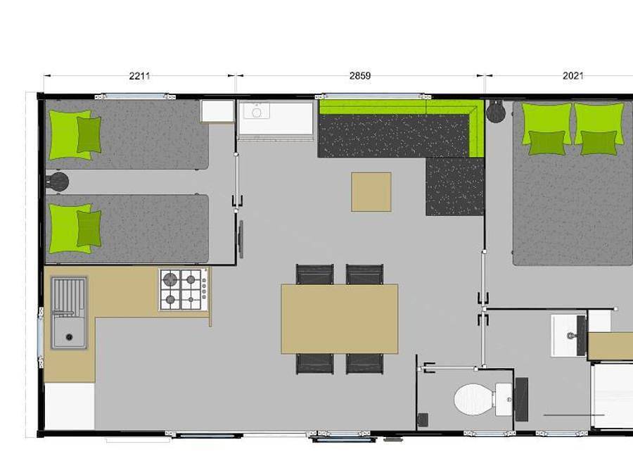 Camping Les Peupliers - Mobilheim 4 personen - Bahia in Pouldreuzic, Côte de Cornouaille