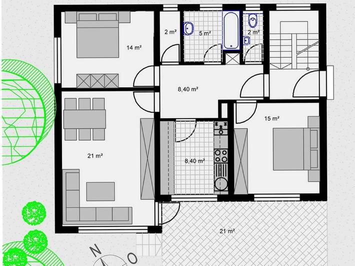 Ferienwohnung für 4 Personen, mit Garten - 1