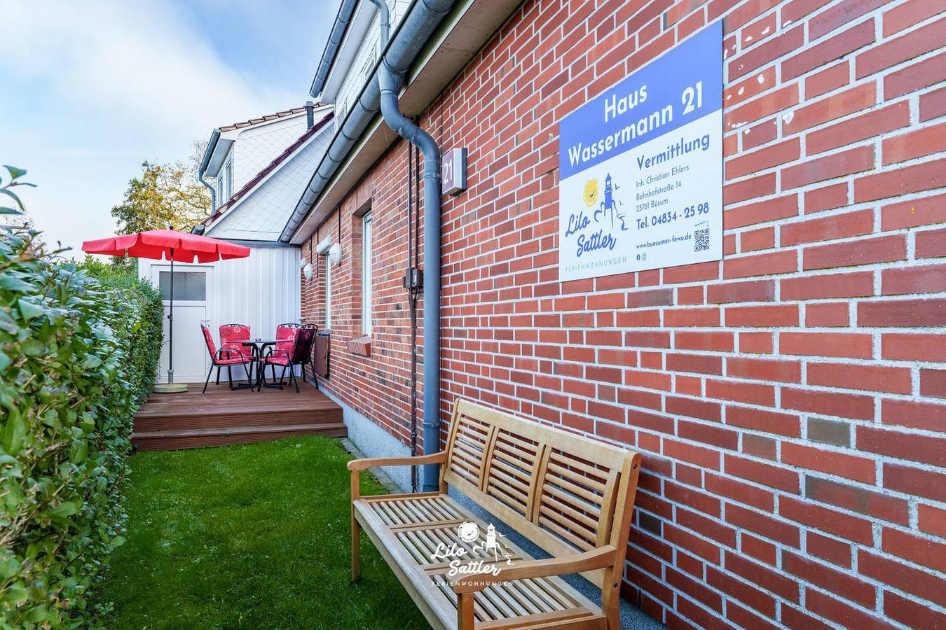 Haus Wassermann 21a Büsum – 4 Sz, 2 Bäder, Terrasse, zentral & ruhig in Hafen Büsum, Büsum