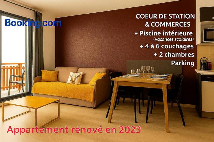 Appartement de vacances pour 6 personnes, avec Balcon ainsi que Terrasse et Piscine