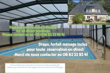 Gîte pour 10 personnes, avec piscine ainsi que jardin et terrasse, animaux acceptés à Villainville