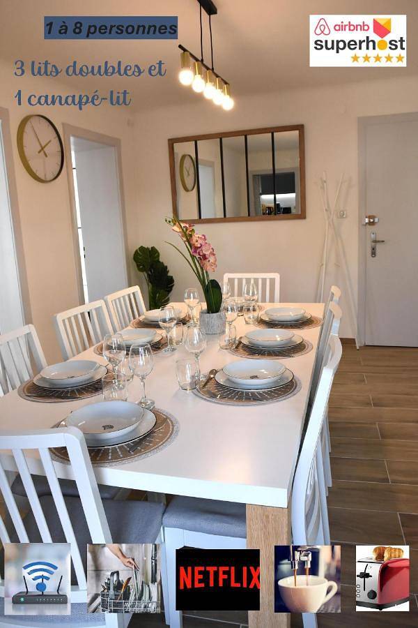Appartement de vacances pour 8 personnes, avec Terrasse ainsi que Jardin et Vue