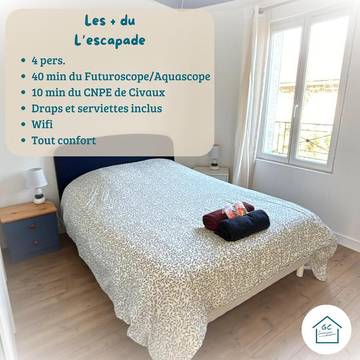 Gîte pour 4 personnes, avec terrasse et jardin à Lussac-les-Châteaux