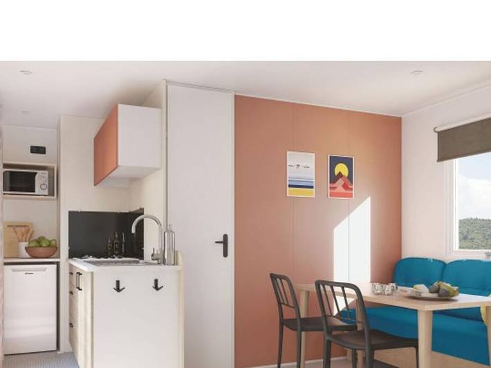 Camping Le Robinson - Mobilheim 4 personen - 4 plus - 22m² - 2 Schlafzimmer, halboffene Terrasse in Colleville-sur-Mer, Bayeux und Umgebung