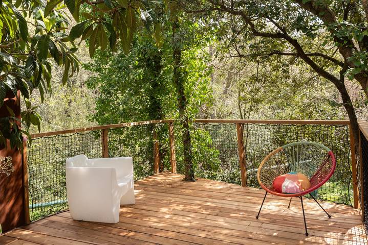 Tipi Lodge Glamp 'Marguerite' with Nordic Bath, Private Terrace, and Air Conditioning in Le Boulou, Mediterranean Coast (France)