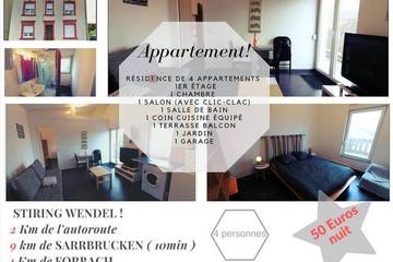 Gîte pour 4 personnes, avec jardin ainsi que terrasse et vue, animaux acceptés à Stiring-Wendel