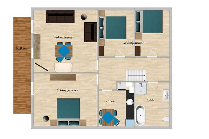 Bauernhof für 6 Personen, mit Garten und Balkon
