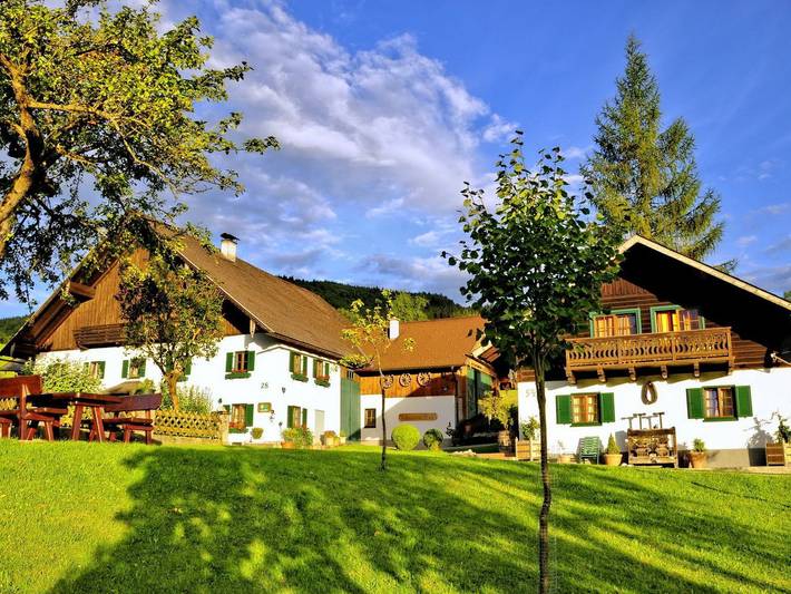Bauernhaus für 3 Personen, mit Ausblick und Seeblick sowie Garten, kinderfreundlich in Oberösterreich