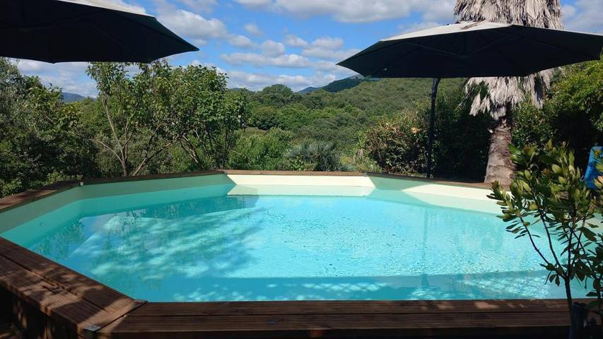 Gîte pour 4 personnes, avec piscine ainsi que vue et terrasse, animaux acceptés à Le Vigan