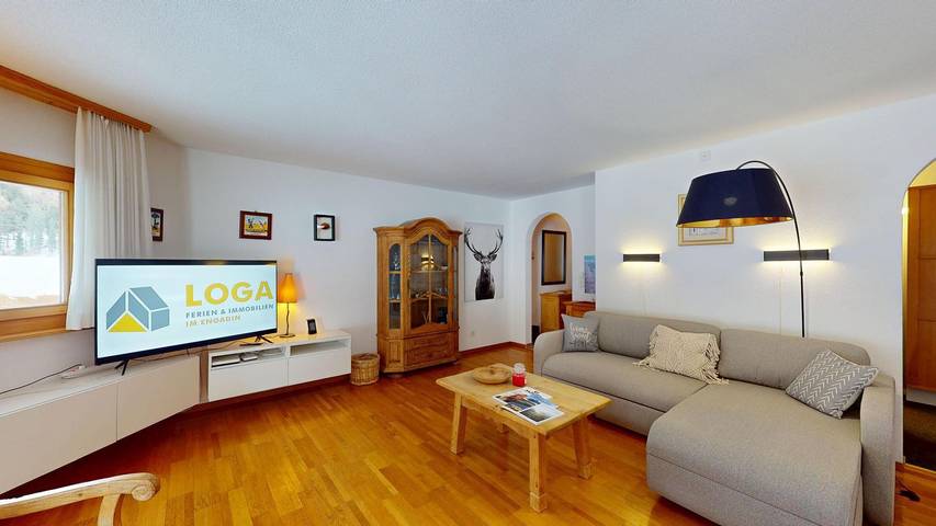Ferienwohnung für 4 Personen, mit Terrasse und Garten sowie Ausblick in St. Moritz