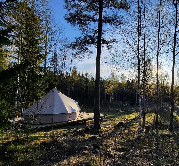 Kemping dla 4 osób, z ogród i widok oraz sauna w Szwecja