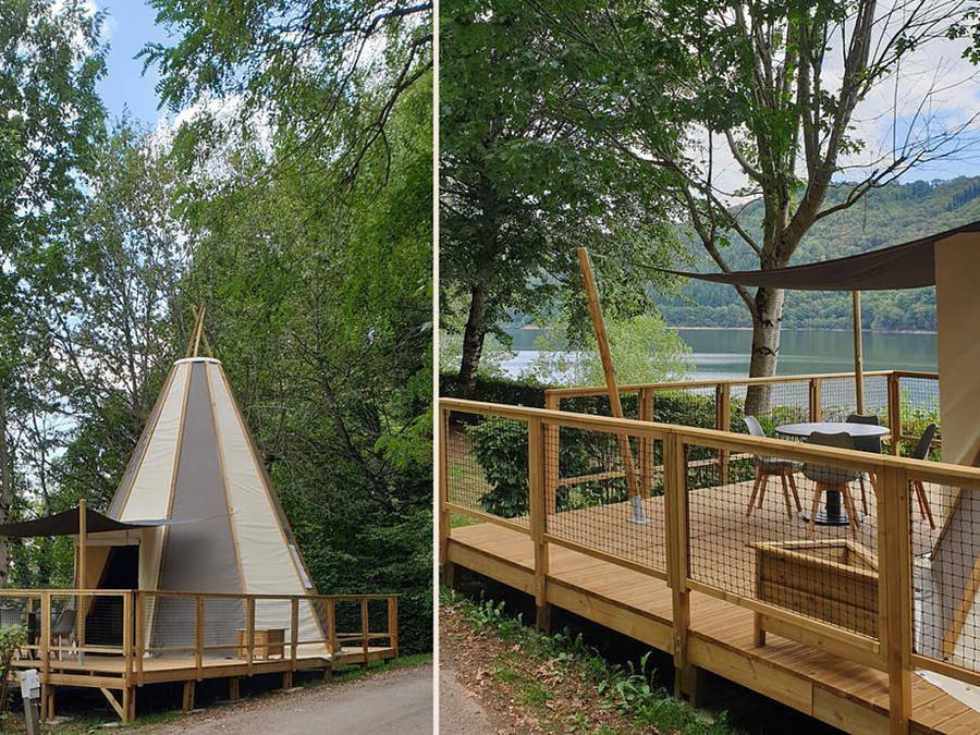 Camping Sunêlia La Source - Hébergement 5 personnes - Tipi Home 3ch 5pers - sans sanitaire - 34m2 in Thérondels, Massif central