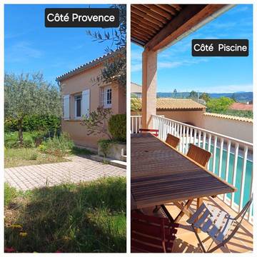 Gîte pour 6 personnes, avec jardin ainsi que piscine et vue, animaux acceptés à Villeneuve