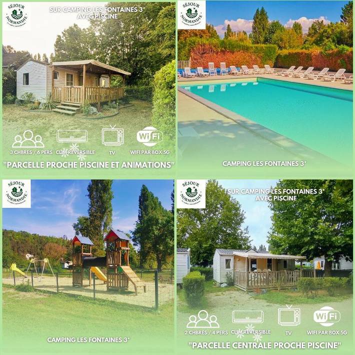 Camping pour 4 personnes, avec Terrasse ainsi que Jardin et Piscine