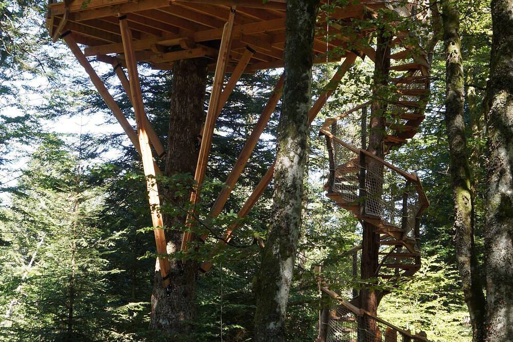 Cabane Méïzou des Puys-Cabaña de madera-Familiar-Baño privado-Vista al bosque in La Tour-d'Auvergne, Parque Natural Regional Volcans d'Auvergne