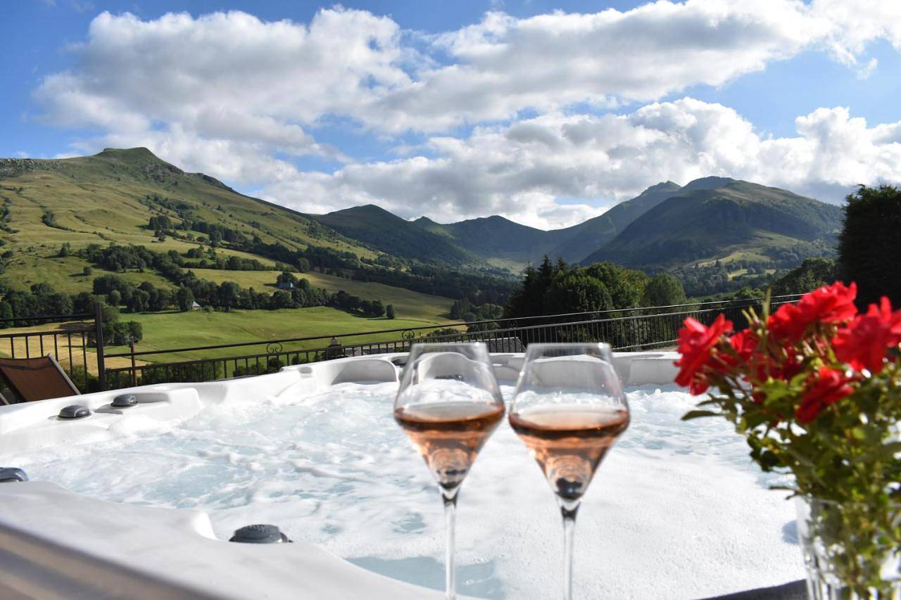 Gîte des Sommets spa privatif vue panoramique sur les montagnes in Lavigerie, Parc naturel régional des Volcans d'Auvergne