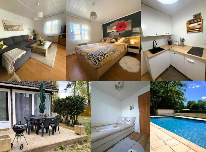 Camping pour 4 personnes, avec Terrasse ainsi que Jardin et Piscine