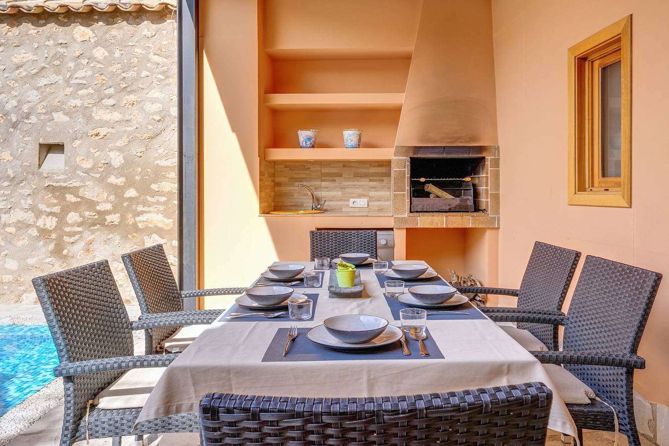 Casa de vacaciones "Can Bodeguita" con Wi-Fi, aire acondicionado, piscina, balcón y terraza in Binisalem, Interior de Mallorca