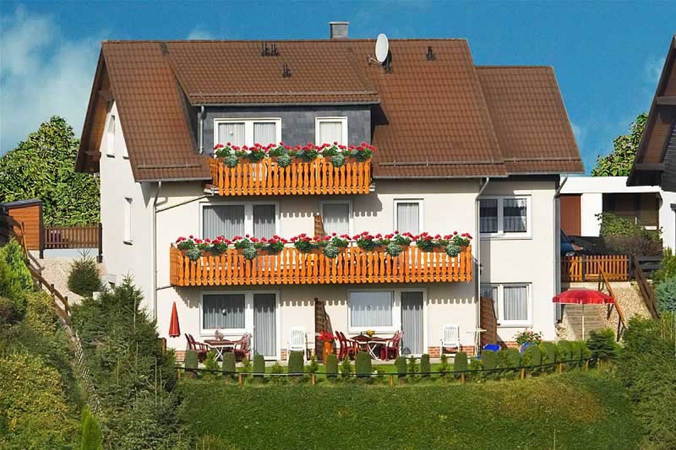 Ganze Wohnung, Top für Familien & Paare: Fewo 5 (2-5 Pers) 2 Schlafzimmer, Balkon, Wlan, Sauna & E-Auto-Ladestation in Altenau, Harzvorland