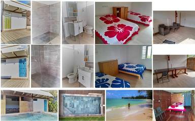 Chambre d’hôte pour 3 personnes, avec jardin et piscine ainsi que terrasse et vue dans Polynésie française