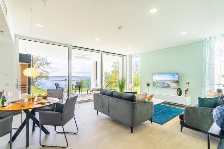 Ferienhaus mit Meerblick für 5 Personen, mit Ausblick und Terrasse sowie Seeblick und Sauna, mit Haustier im Stettiner Haff - 2