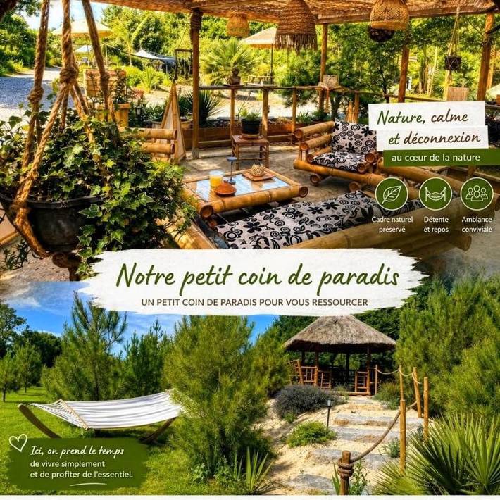 Camping pour 2 personnes, avec Terrasse ainsi que Jardin et Vue