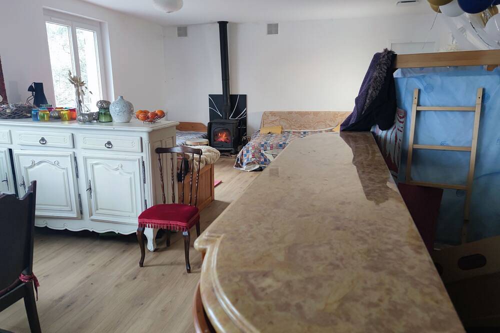 Huge terrace overlooking the lake and forest of huelgoat in Huelgoat, Châteaulin region
