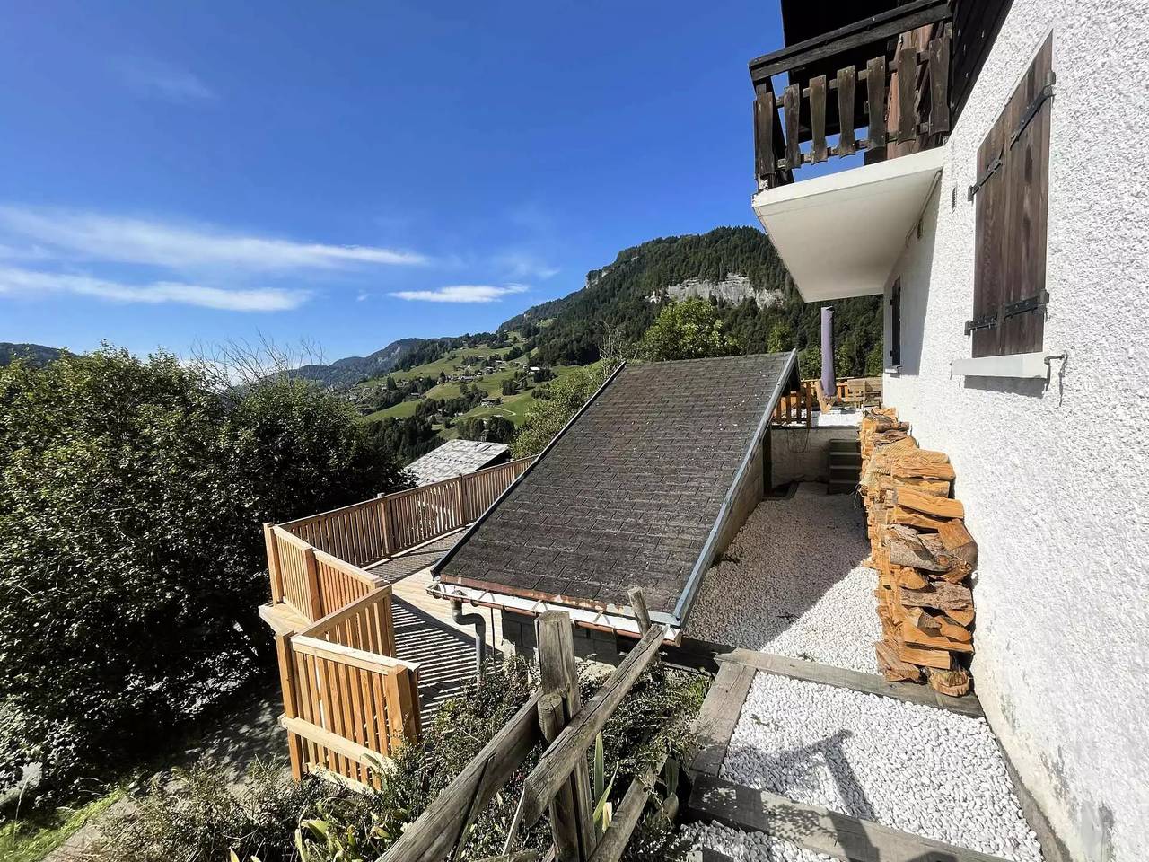 Chalet Simone overlooking a typical village in Val d'Arly in Flumet, Albertville region