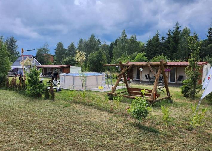 Kemping dla 5 osób, z widok i ogród oraz basen na Mazury