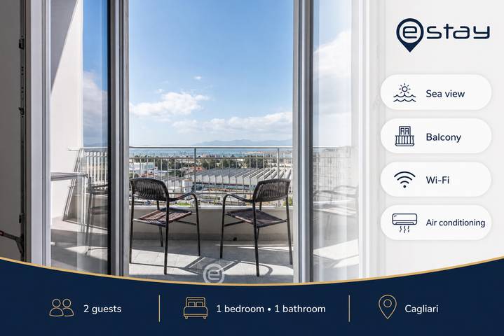 Ferielejlighed for 2 personer, med Balkon/Terrasse og Havblik i Cagliari