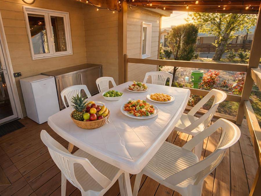 Camping l'Oasis Des Garrigues - Chalet 8 personen - Campanule 35m² - 3 Schlafzimmer in Vogüé, Ardèche