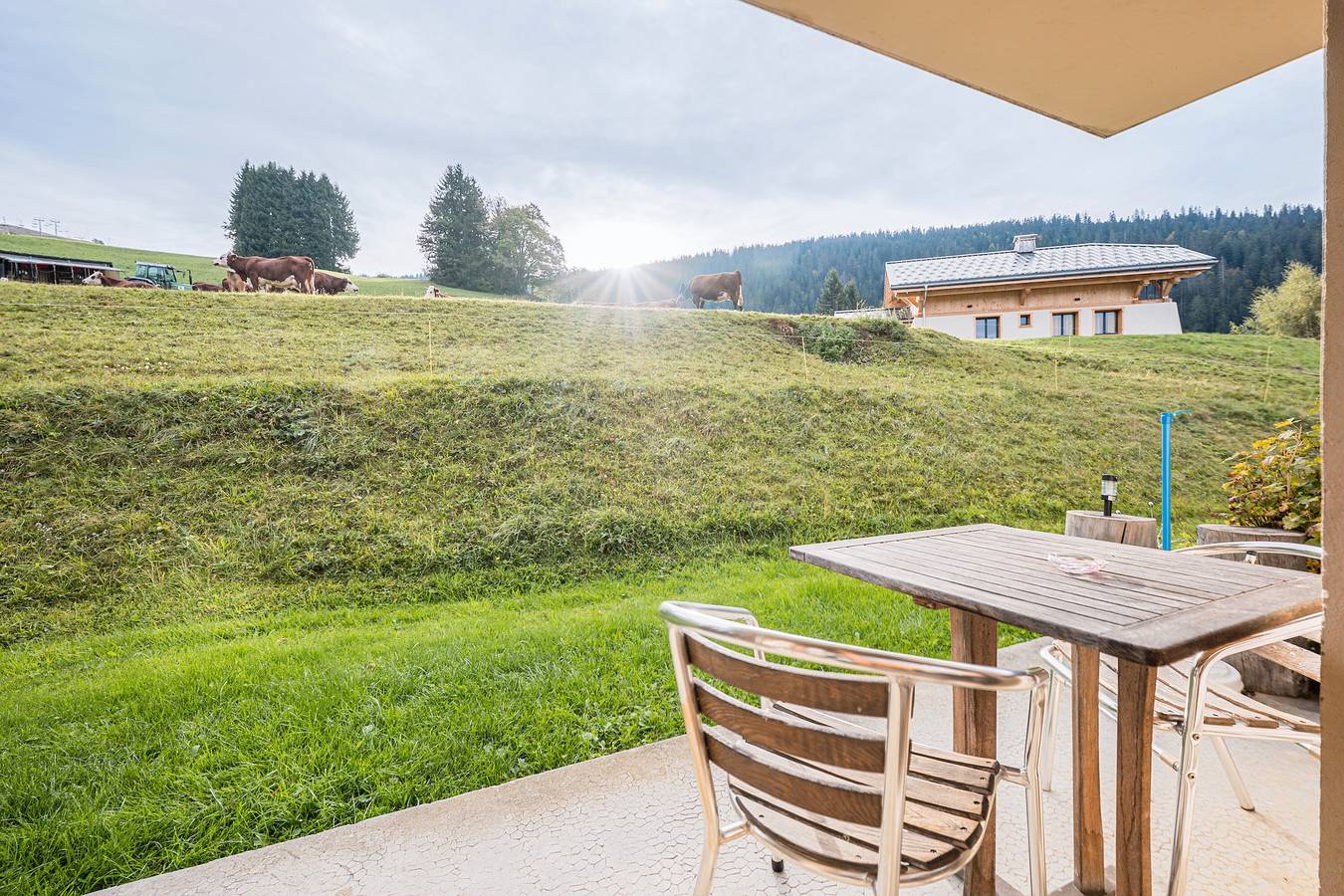 Estudio entero, Apartamento estudio '3 - Le Rodhodendron' con vistas a la montaña, jardín compartido y Wi-Fi in Cohennoz, Albertville region