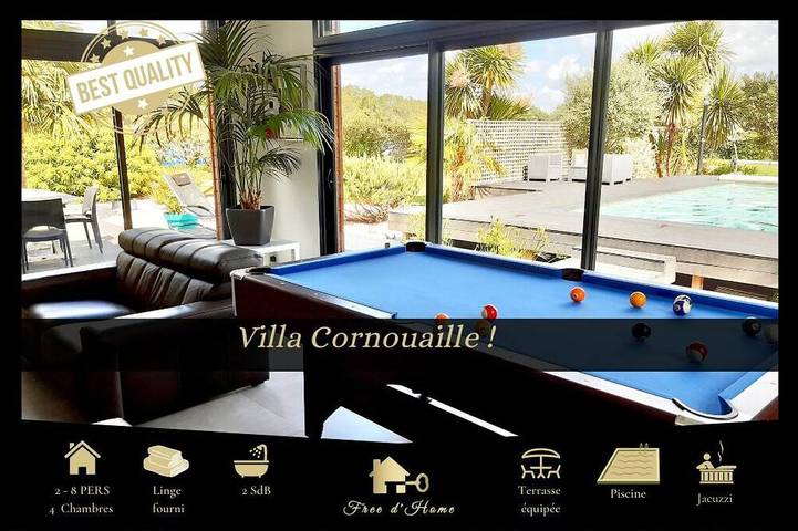 Location de vacances pour 8 personnes, avec sauna et terrasse ainsi que jardin et jacuzzi à Rédené