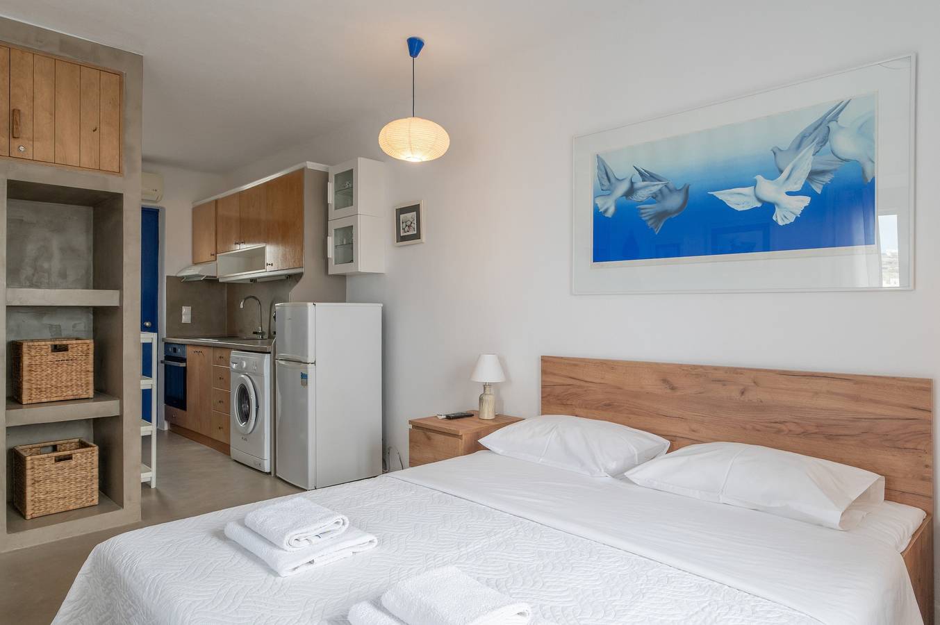 Traditionele Mykonische Studio – Aan het Strand, Zwembad, Tuin, Zeezicht, foto 6