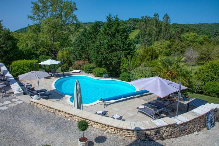 Maison de vacances pour 2 personnes, avec jardin ainsi que piscine et vue, animaux acceptés