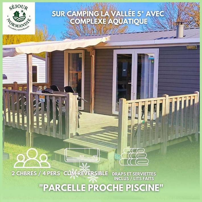 Camping pour 4 personnes, avec piscine et jardin, animaux acceptés