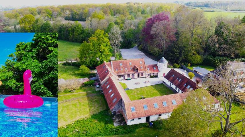 Parc de vacances pour 11 personnes, avec jardin ainsi que sauna et piscine à Zouafques