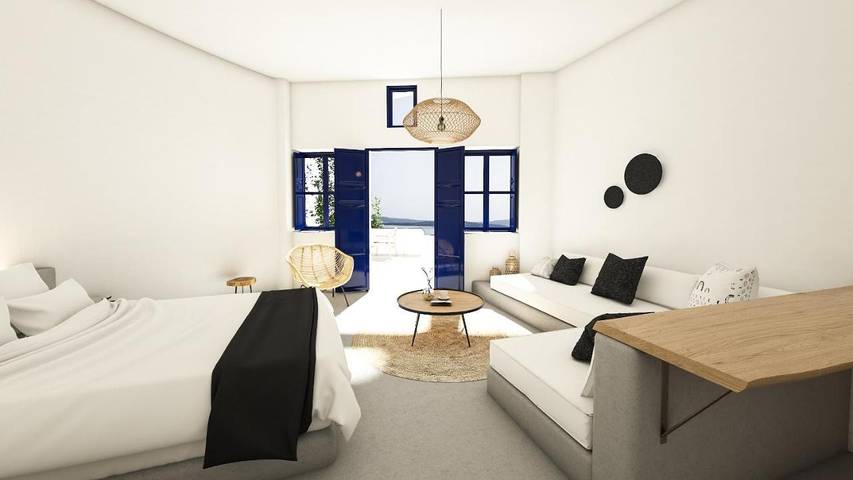 Chambre d’hôte pour 3 personnes, avec Terrasse et Vue à Oia