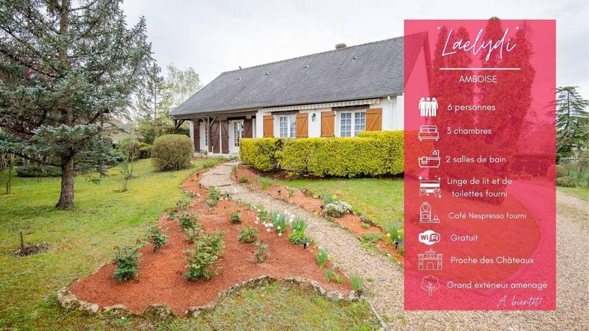 Maison d’hôte pour 6 personnes, avec terrasse et jardin à Amboise